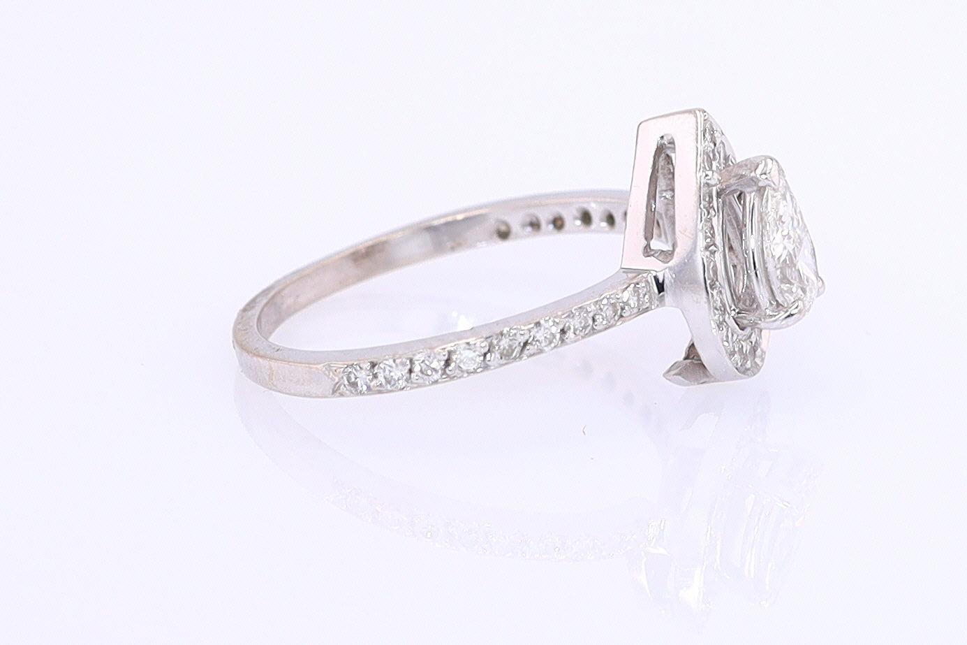 Classic Halo Pear Shape Diamond Engagement Ring