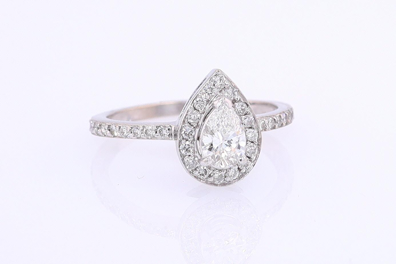 Classic Halo Pear Shape Diamond Engagement Ring