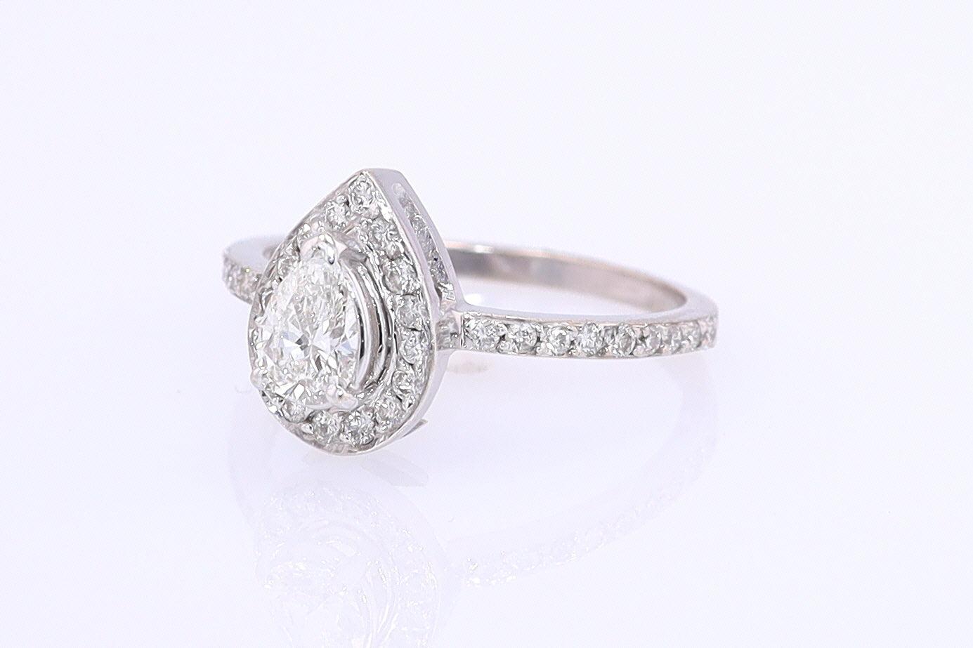 Classic Halo Pear Shape Diamond Engagement Ring