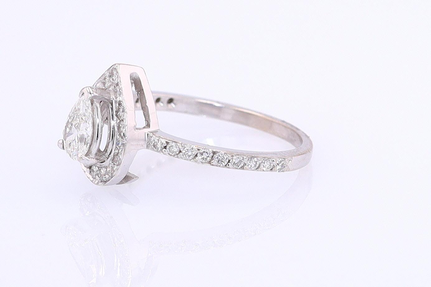Classic Halo Pear Shape Diamond Engagement Ring
