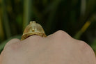 Classic King Tut 18K Gold Ring From Robert Mitchum Estate