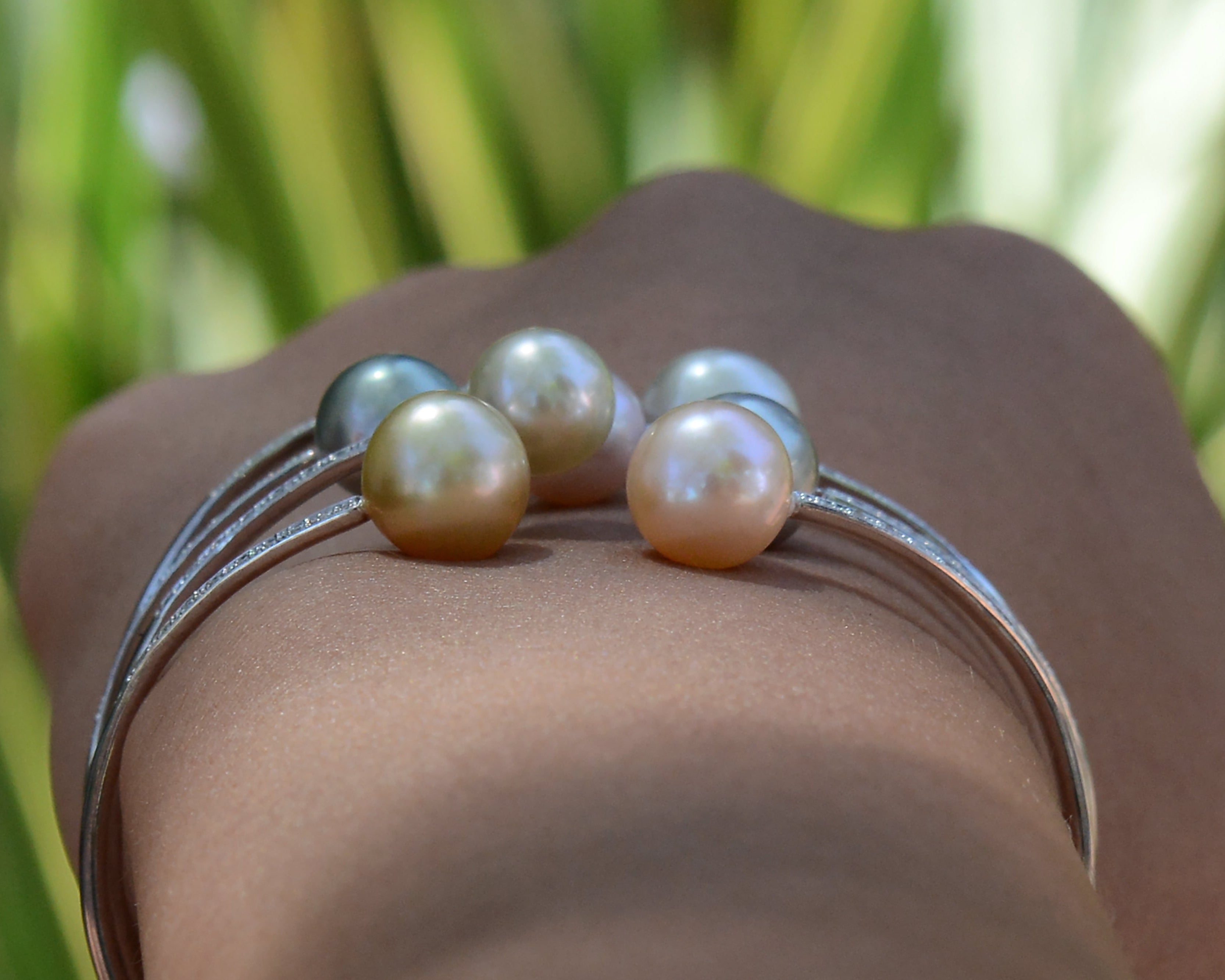 Contemporary Multicolor Tahitian & South Sea Pearl Diamond Bracelet