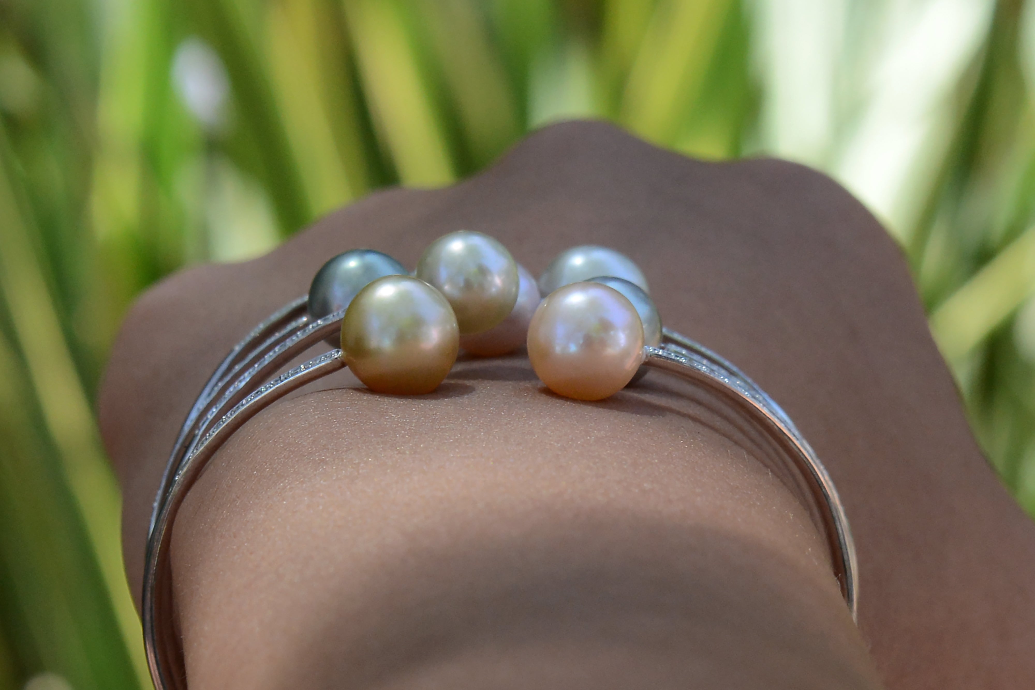 Contemporary Multicolor Tahitian & South Sea Pearl Diamond Bracelet