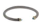 David Yurman Blue Topaz 14K Silver Cable Cuff Bracelet