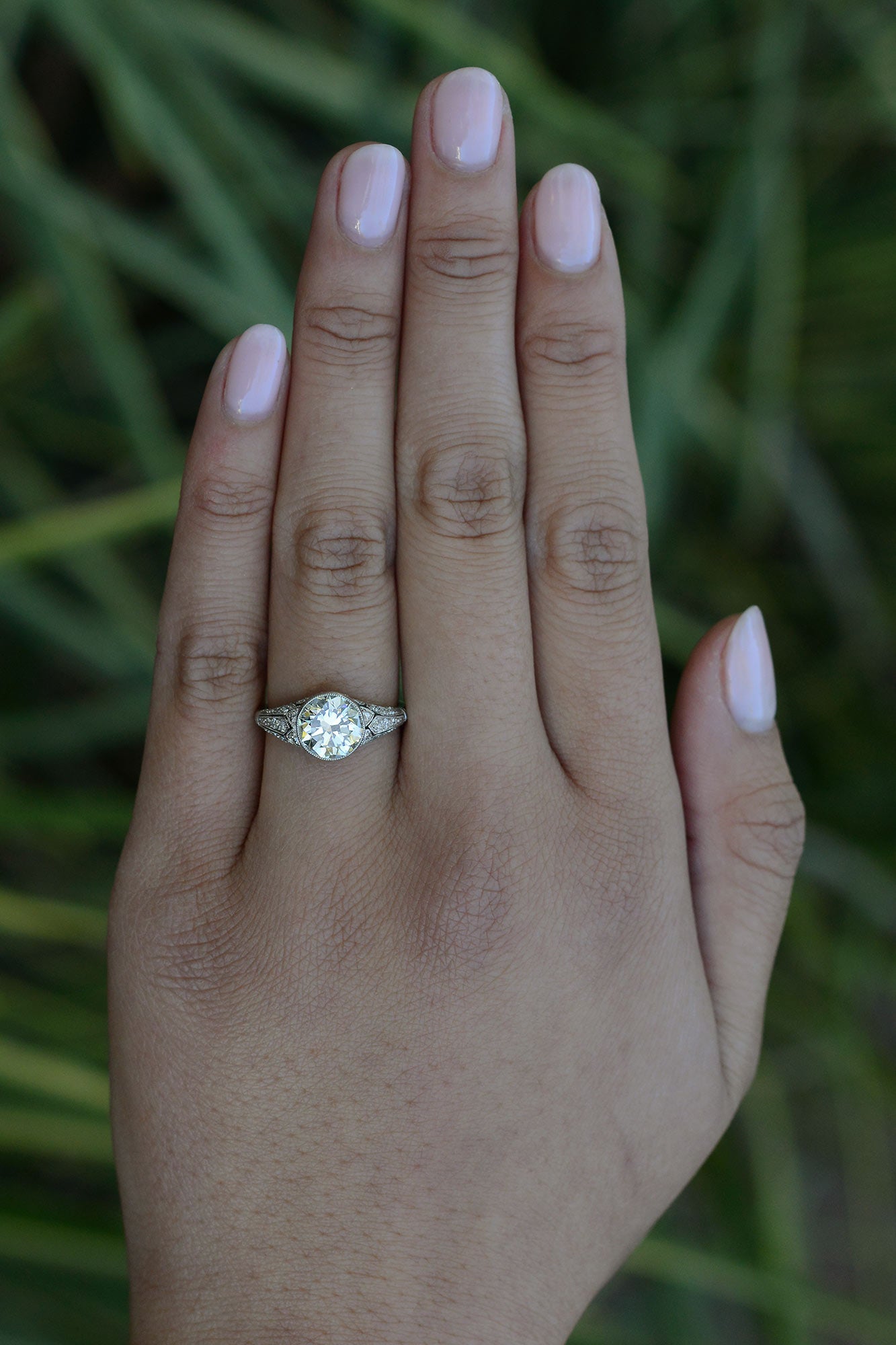 Edwardian Revival 2.26 Carat Round Diamond Engagement Ring