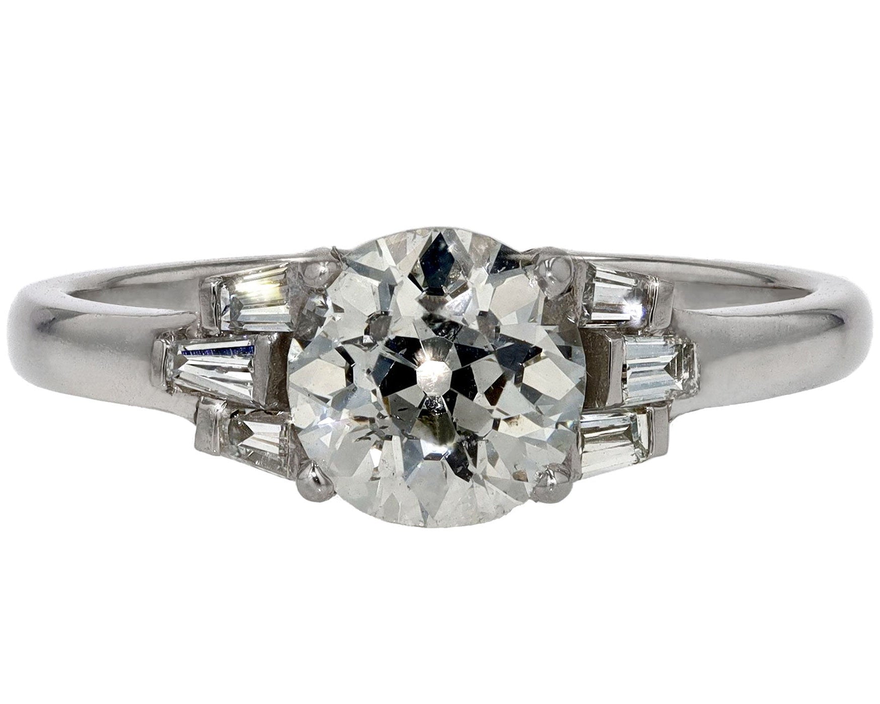 EGL Certified 1.19 Ct Solitaire Art Deco Diamond Engagement Ring