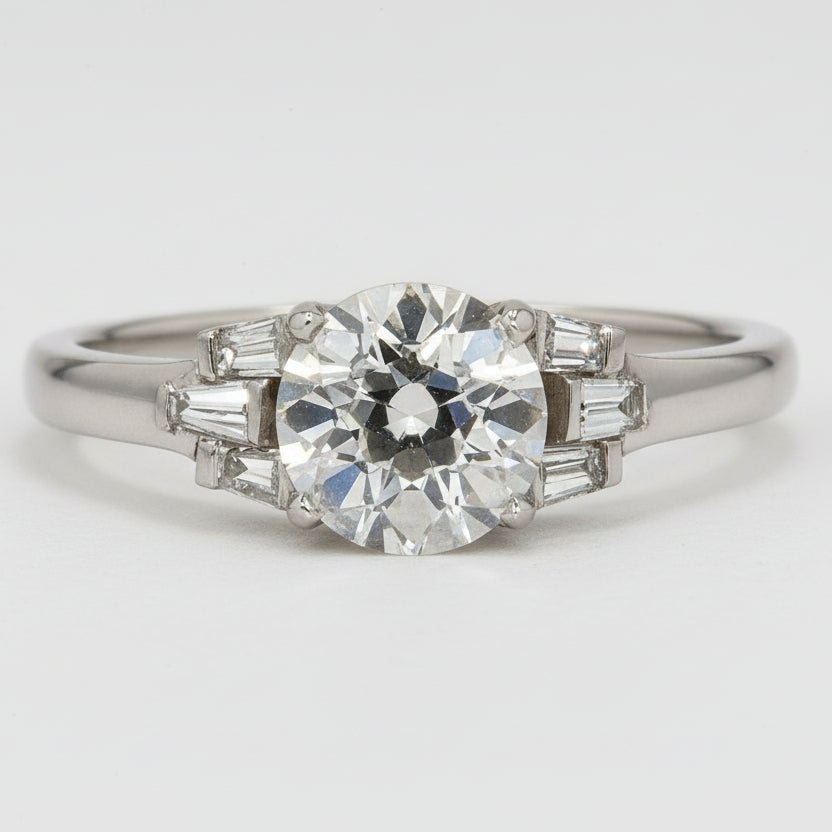 EGL Certified 1.19 Ct Solitaire Art Deco Diamond Engagement Ring