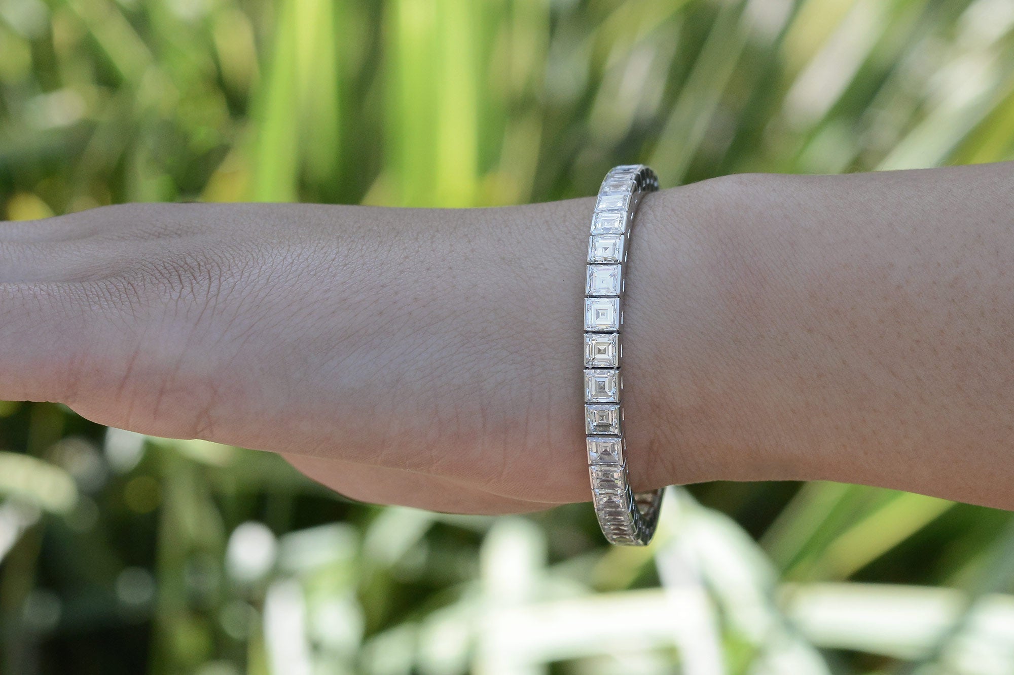 Estate 20 Carat Carré Cut Diamond Tennis Bracelet