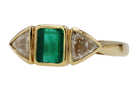 Estate 3 Stone Emerald & Diamond Yellow Gold Engagement Ring From Hollywood Icon Robert Mitchum