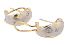 Estate Flush Set Diamond 2-Tone Huggie Earrings