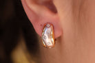Estate Flush Set Diamond 2-Tone Huggie Earrings