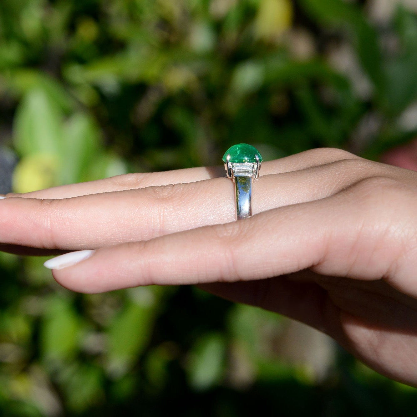Estate Sugarloaf Colombian Emerald Diamond Engagement Ring