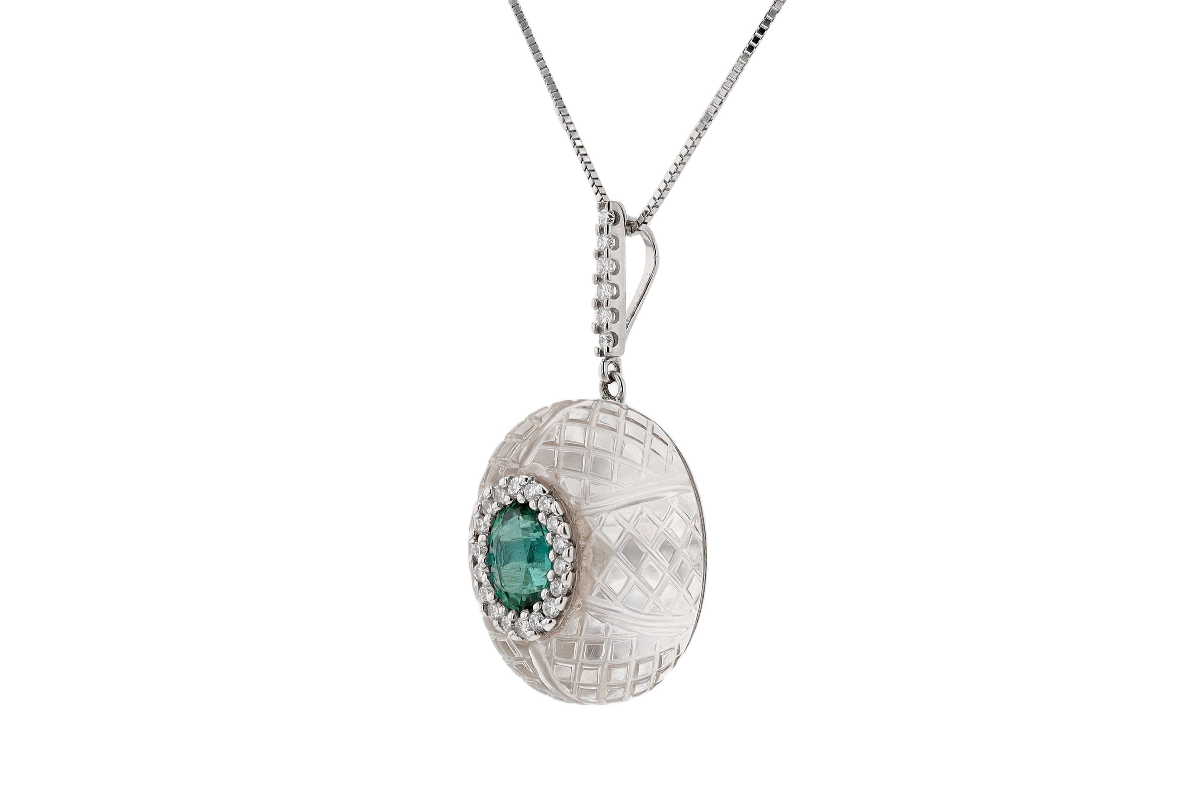 Exquisite Tourmaline & Carved Rock Crystal Pendant