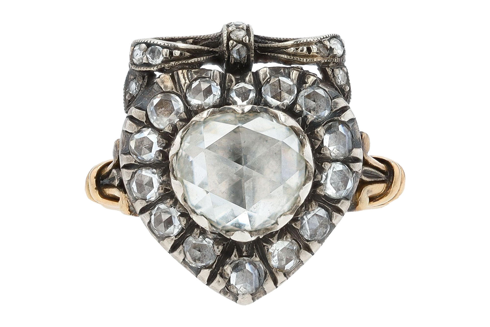 Georgian Revival Rose Cut Diamond Heart Engagement Ring