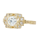 GIA Certified Round Diamond Yellow Gold Deco Engagement Ring