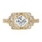 GIA Certified Round Diamond Yellow Gold Deco Engagement Ring