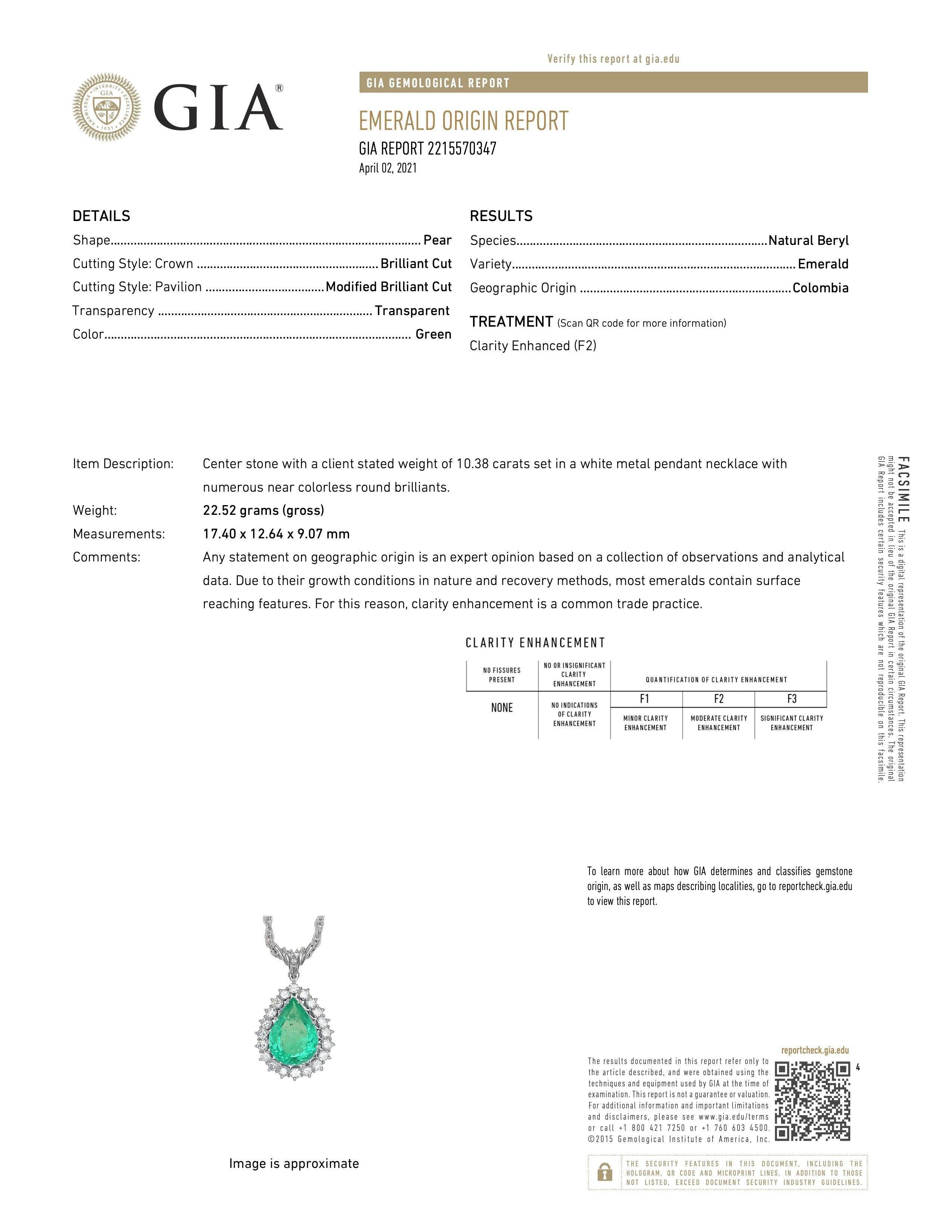 GIA Certified 10 Carat Colombian Emerald Necklace