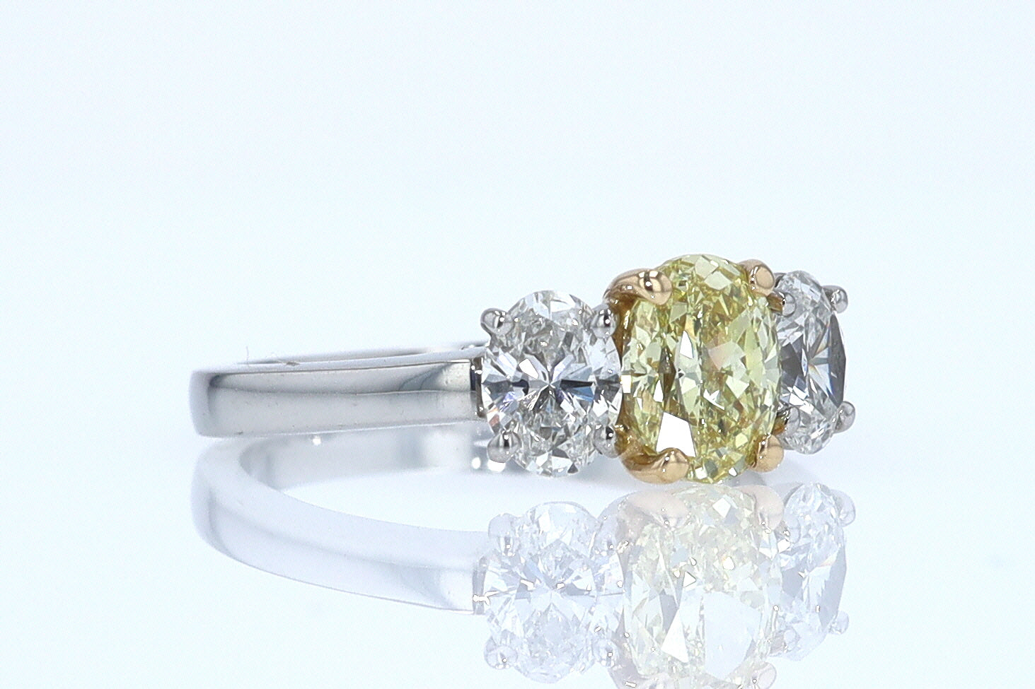 GIA Certified 1.00 Carat Oval Intense Yellow Diamond Engagement Ring
