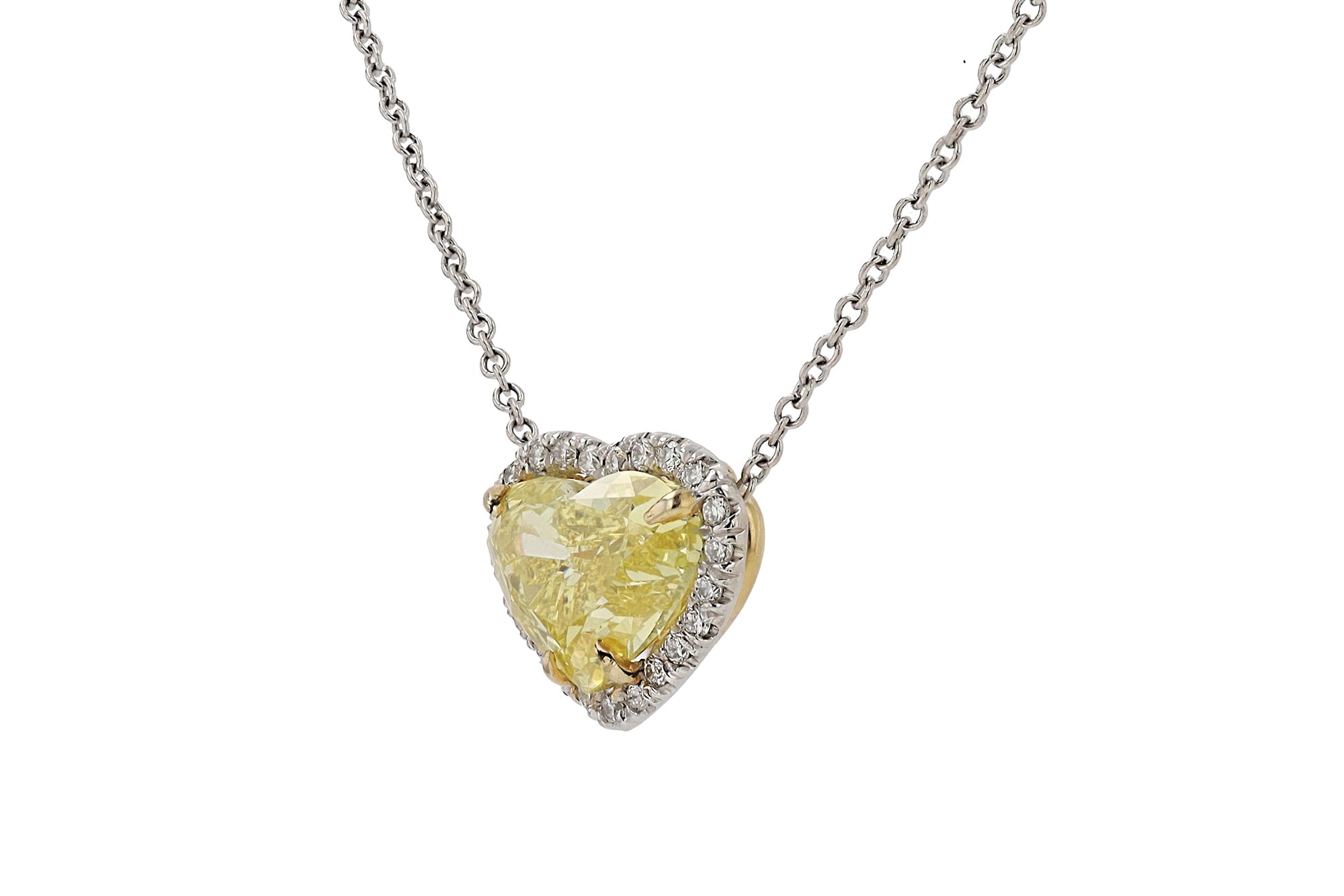 GIA Certified 2 Carat Vivid Yellow Diamond Heart Necklace