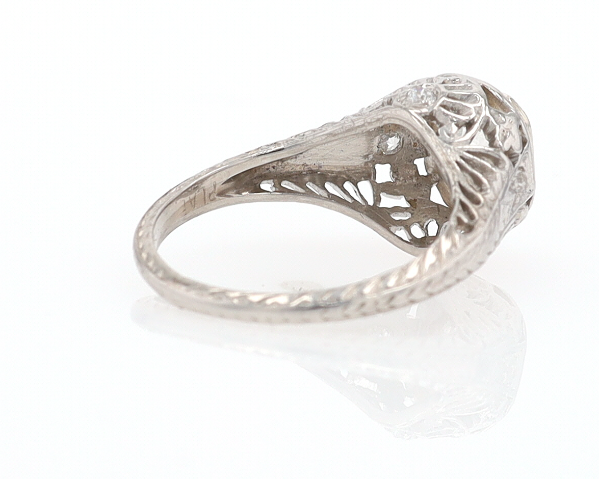 GIA Certified 3/4 Carat Diamond Art Deco Antique Filigree Engagement Ring