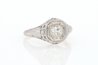 GIA Certified 3/4 Carat Diamond Art Deco Antique Filigree Engagement Ring