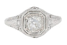 GIA Certified 3/4 Carat Diamond Art Deco Antique Filigree Engagement Ring