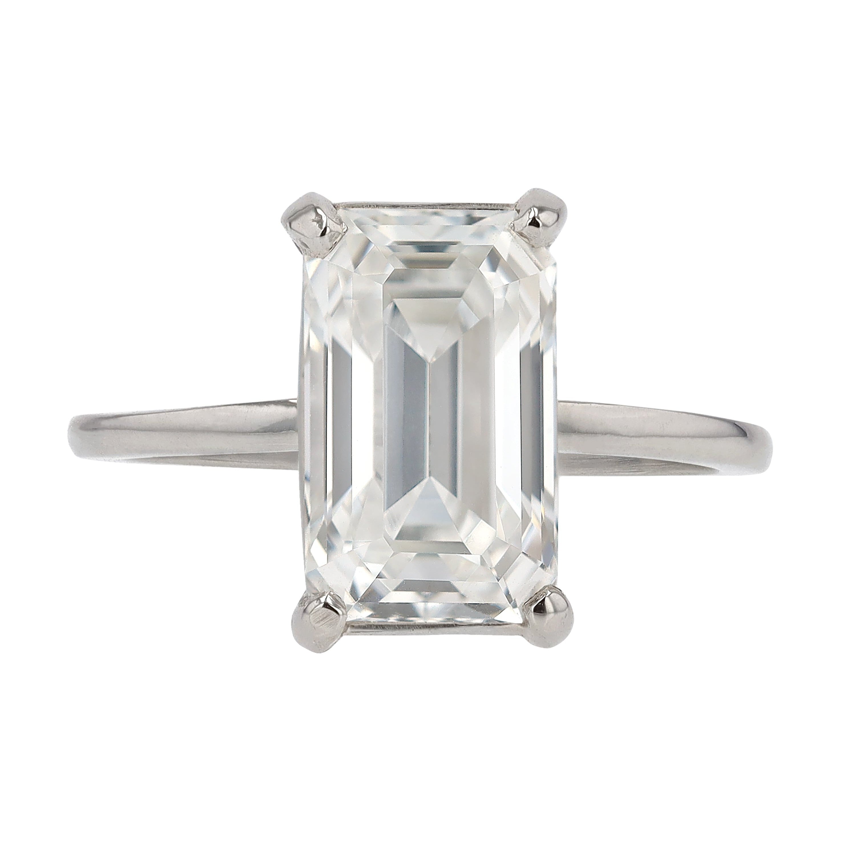 GIA Certified 3.10 F VVS2 Emerald Cut Diamond Solitaire Engagement Ring