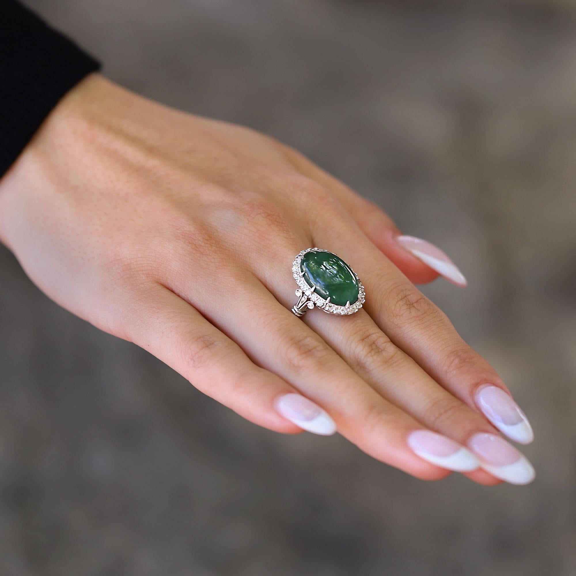 Vintage GIA Certified 8 Carat Imperial Jade Ring