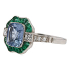 GIA Certified No Heat 2.35ct Ceylon Sapphire and Emerald Engagement Ring