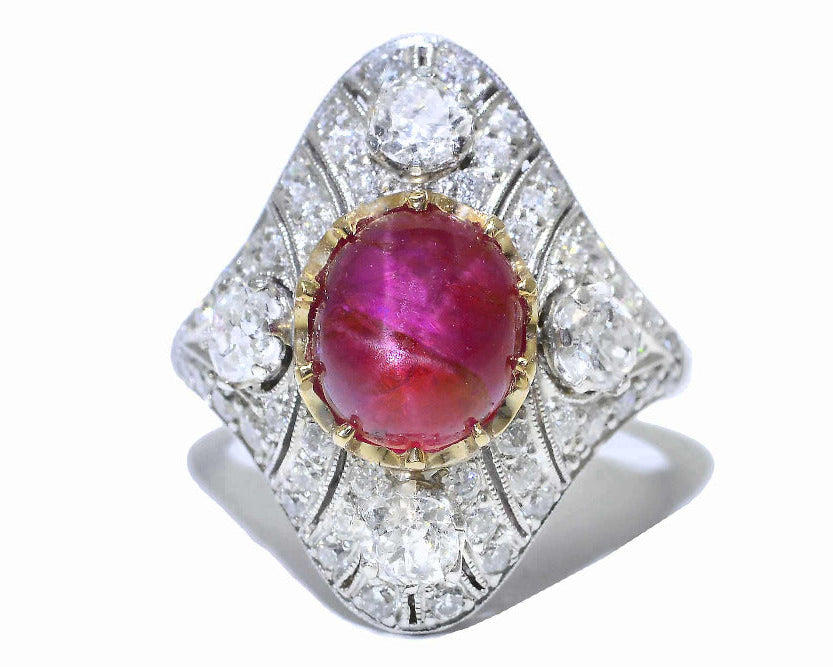 GIA Certified No Heat Burma Star Ruby Engagement Ring