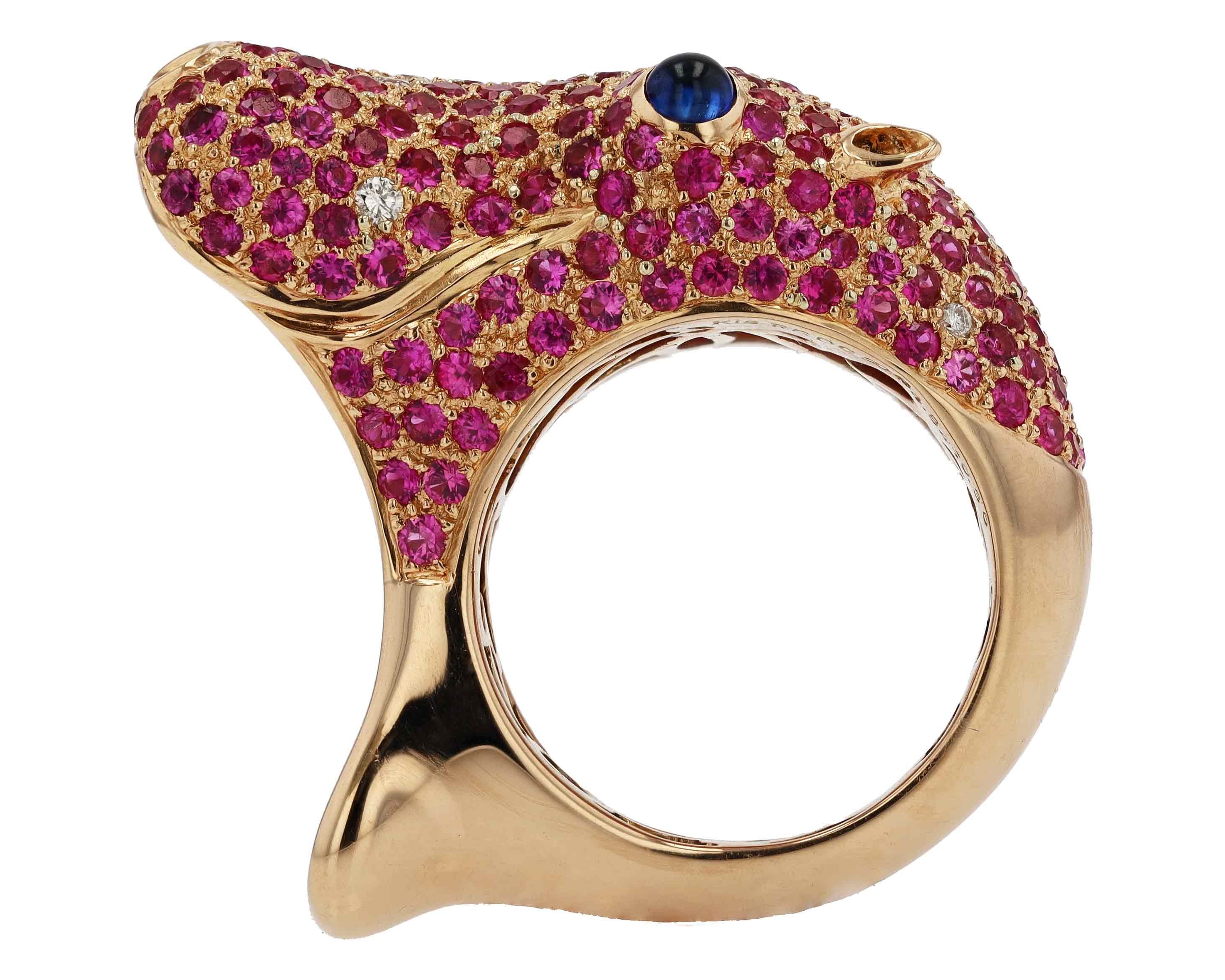 Happy Hippo Rose Gold Ruby Cocktail Ring