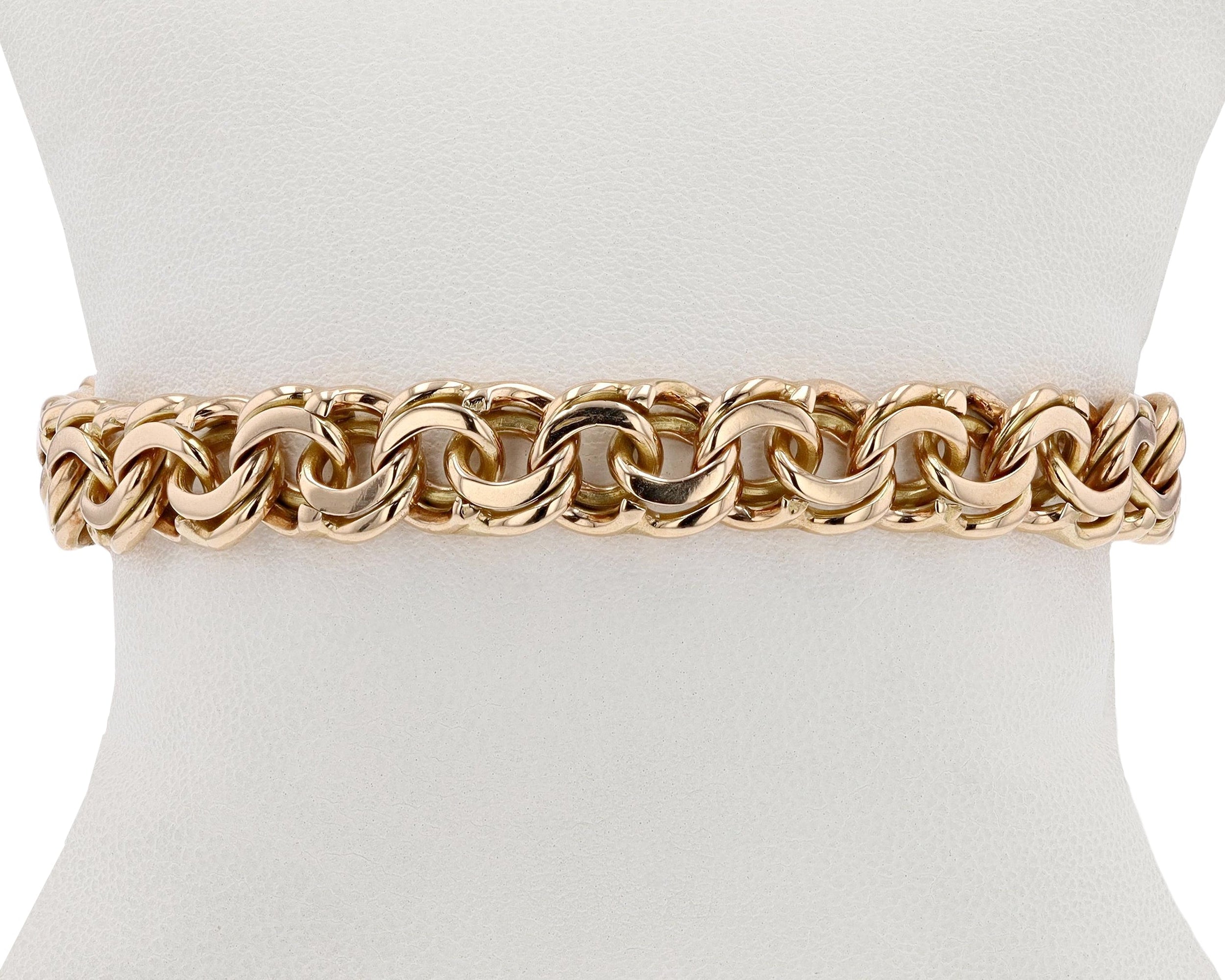 Heavy Vintage 18k Rose Gold Link Charm Bracelet
