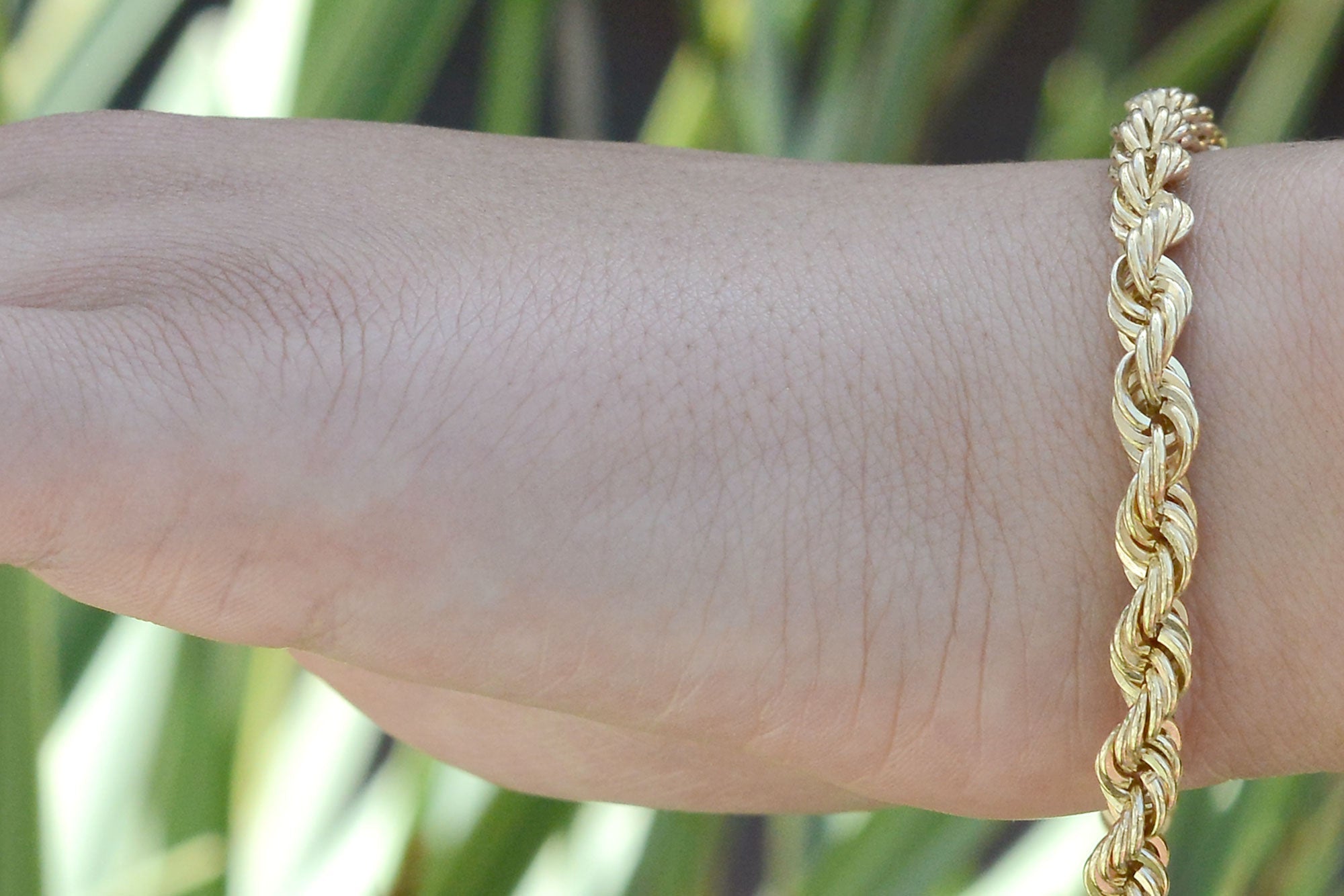 Heavy Yellow Gold Solid Rope Chain Unisex Bracelet