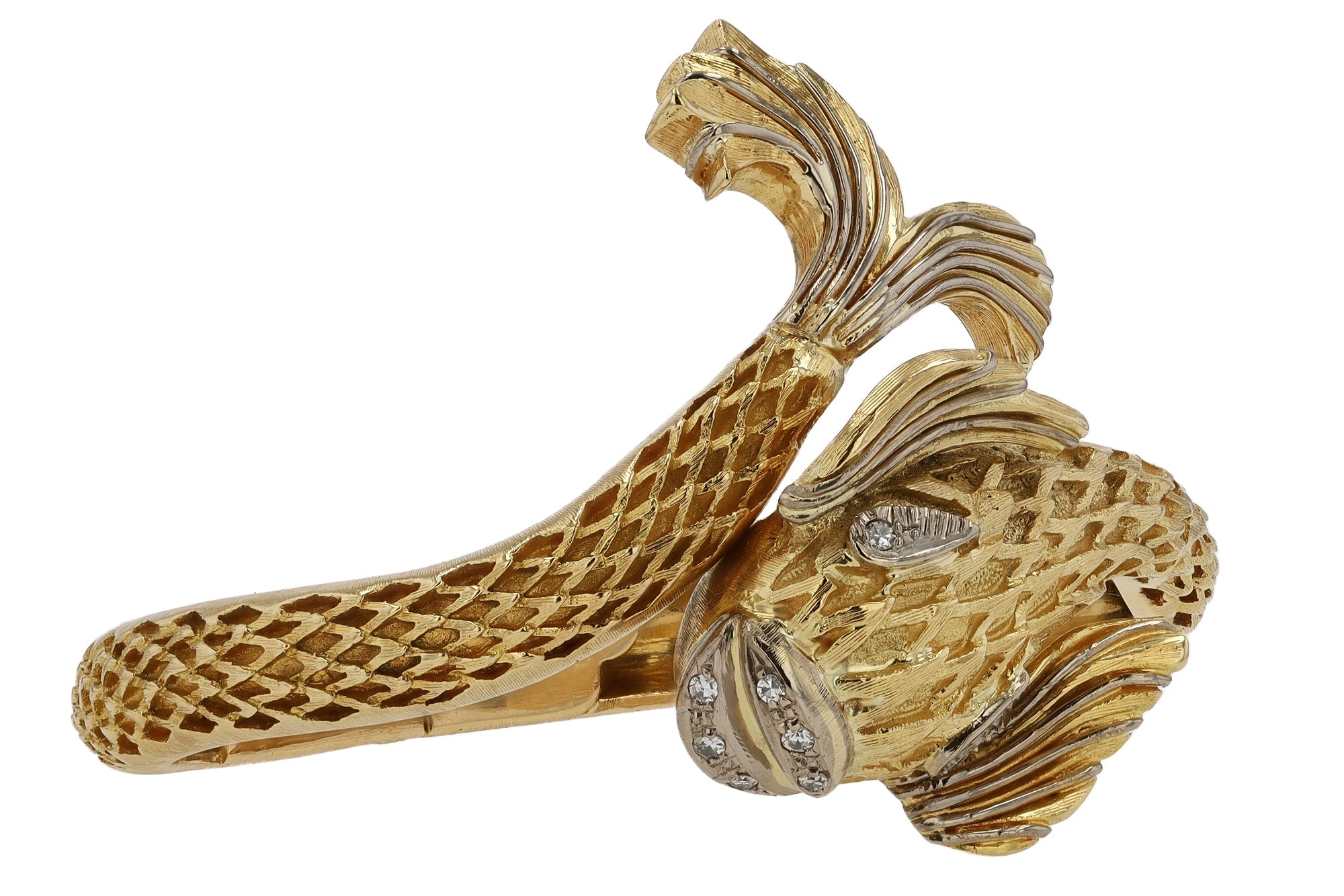Ilias Lalaounis Designer 18k Gold Fish Bangle Bracelet