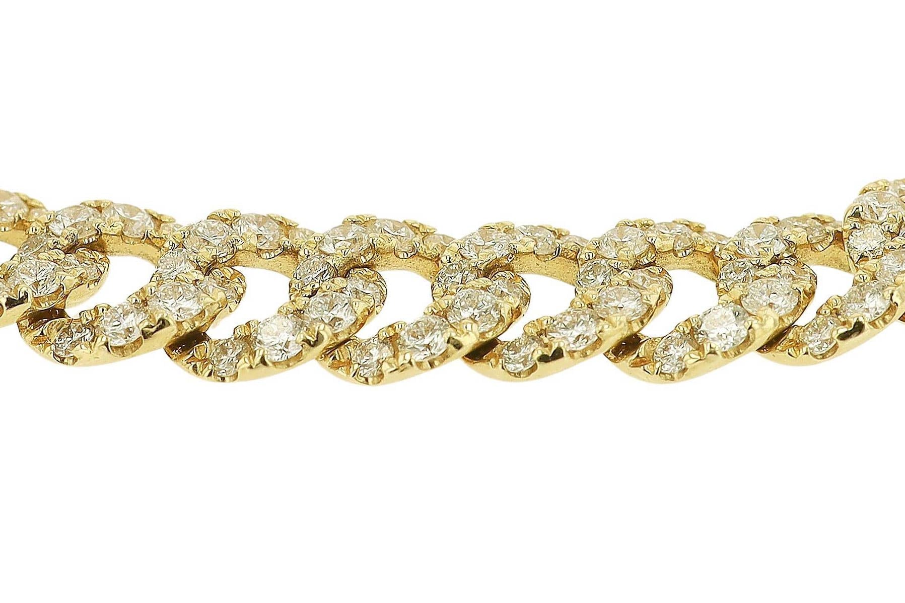 Italian 18.37 Carat Pavé Diamond & 14k Gold Cuban Link Necklace