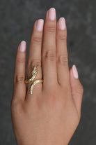 Italian Hammered 14K Gold Snake Ring