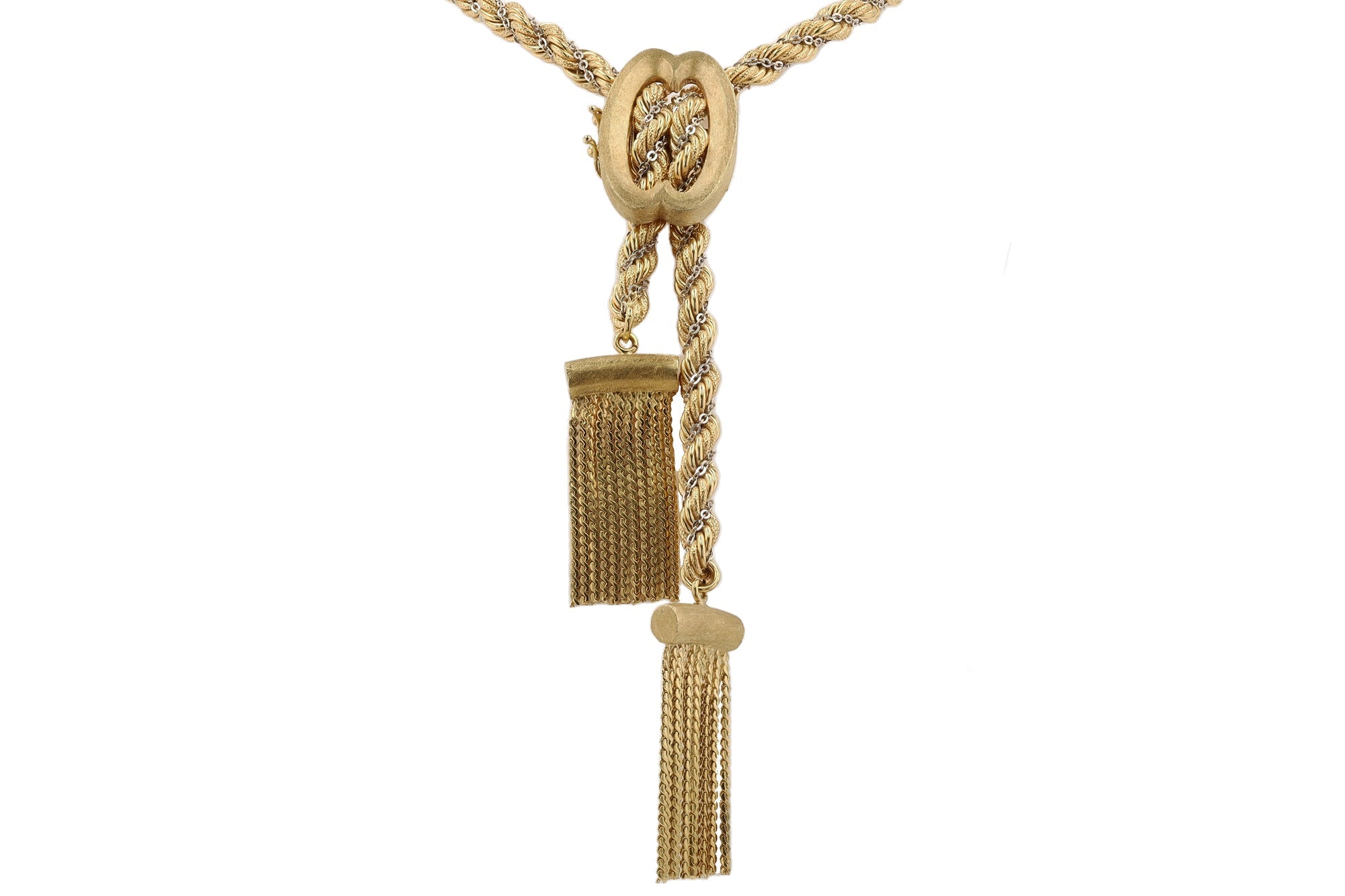 Lariat Style Heavy Twisted Rope Bolo Necklace