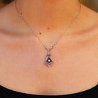 Edwardian Diamond and Onyx Lavaliere Pendant Necklace