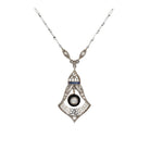 Edwardian Diamond and Onyx Lavaliere Pendant Necklace