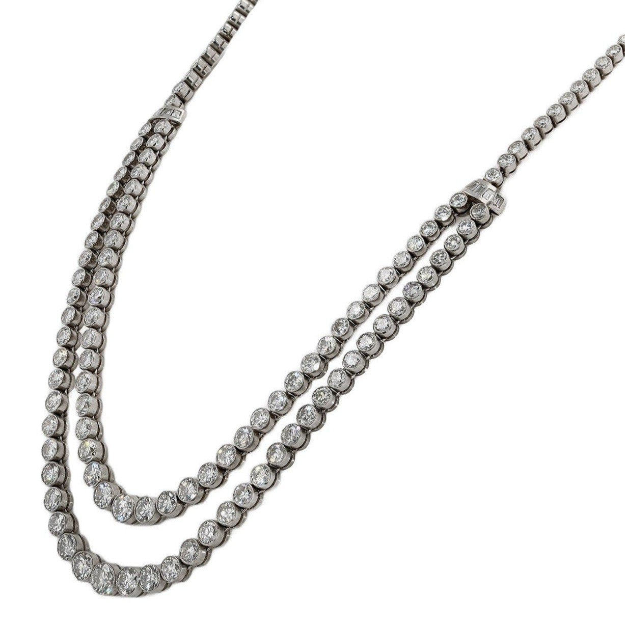 Mid Century 23 Carat Diamond Twin Strand Rivière Necklace