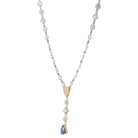 Mid Century Estate 4 Carat Diamond and Sapphire Drop Necklace