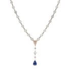 Mid Century Estate 4 Carat Diamond and Sapphire Drop Necklace