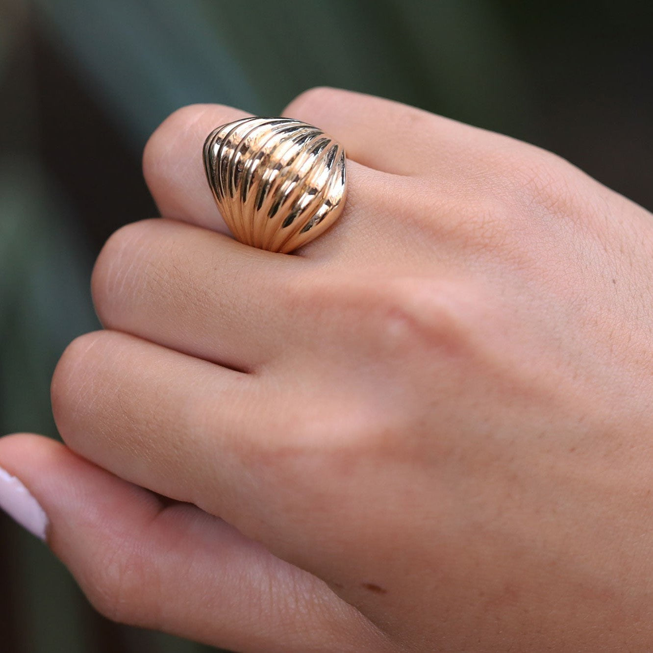 Mid Century Vintage 14k Gold Dome Ring