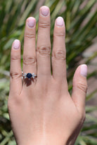 Midcentury Sapphire Diamond Flower Engagement Ring