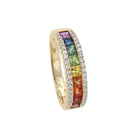 Rainbow Sapphire Gold Band Ring