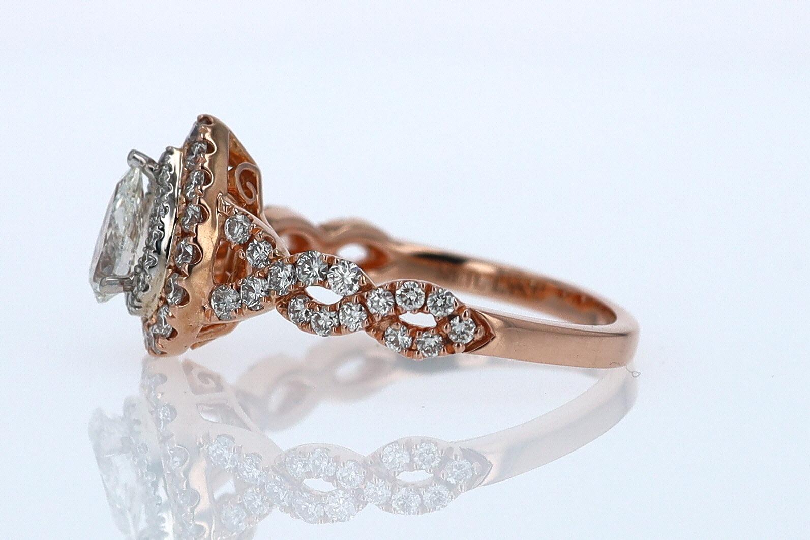 Neil Lane Rose Gold 0.52 Carat Pear Shape Diamond Engagement Ring