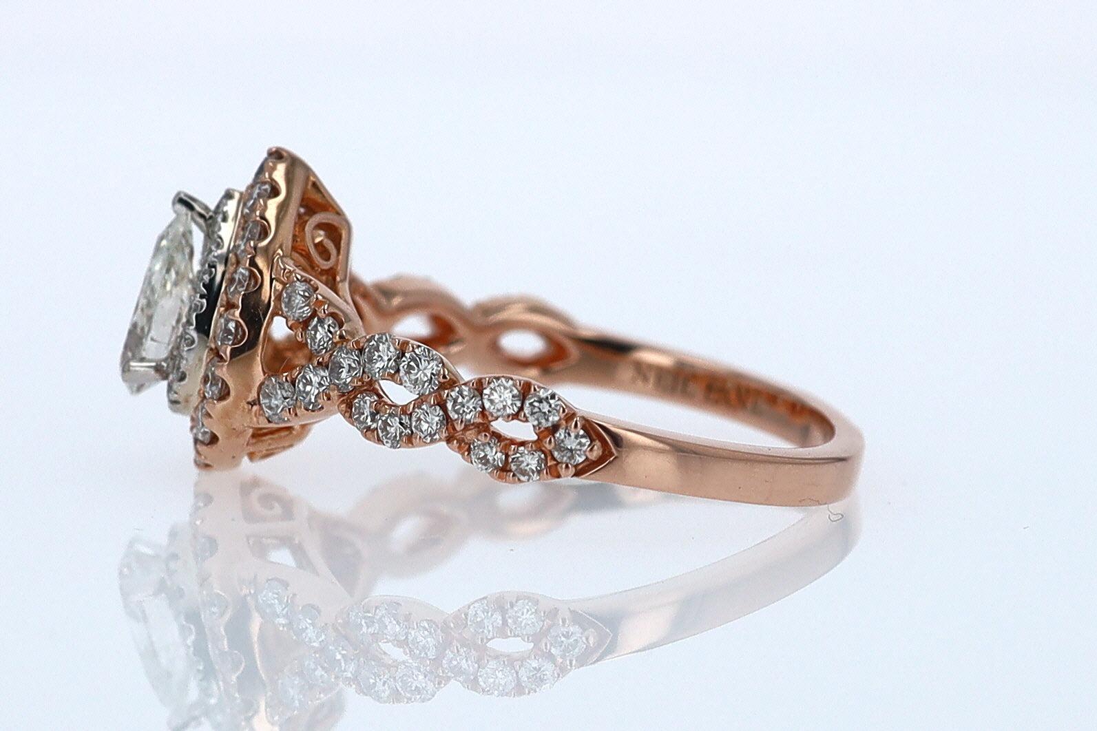 Neil Lane Rose Gold 0.52 Carat Pear Shape Diamond Engagement Ring