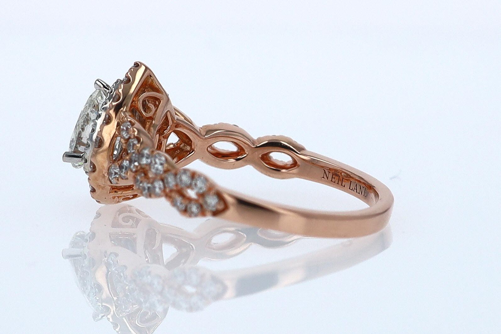 Neil Lane Rose Gold 0.52 Carat Pear Shape Diamond Engagement Ring