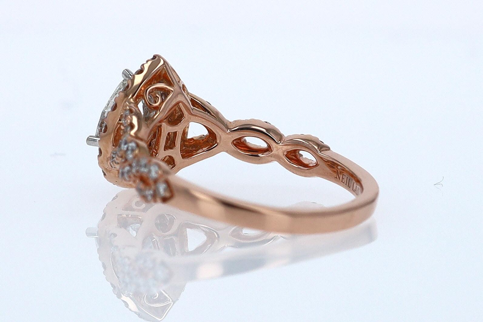 Neil Lane Rose Gold 0.52 Carat Pear Shape Diamond Engagement Ring