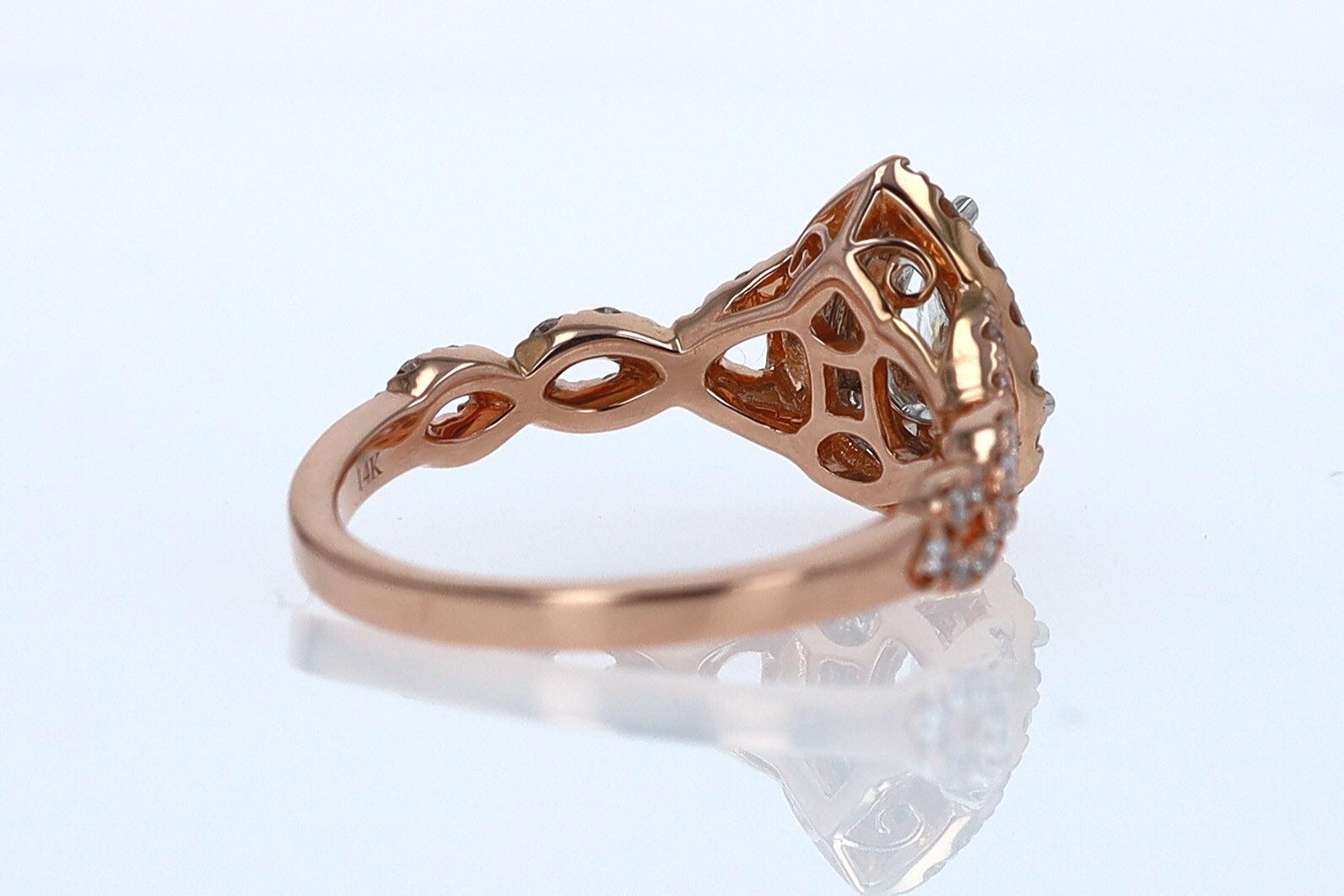 Neil Lane Rose Gold 0.52 Carat Pear Shape Diamond Engagement Ring